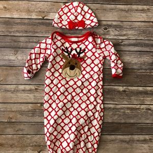 Beautiful Christmas sleep sack with matching hat.
